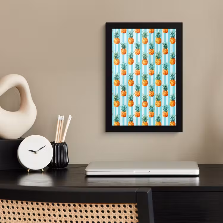 Poster met lijst - Ananas - Strepen - Groen — 2