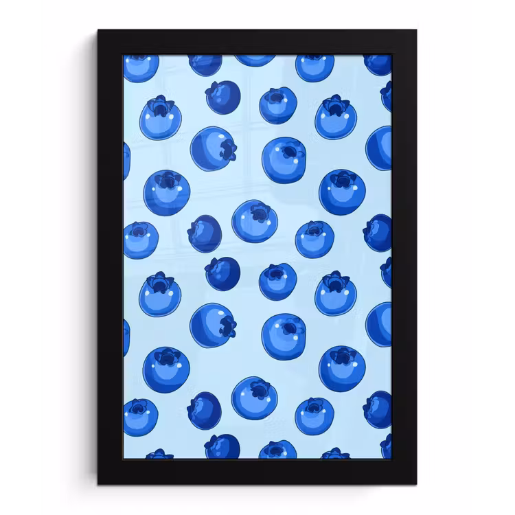 Poster met lijst - Bessen - Modern - Blauw — 1