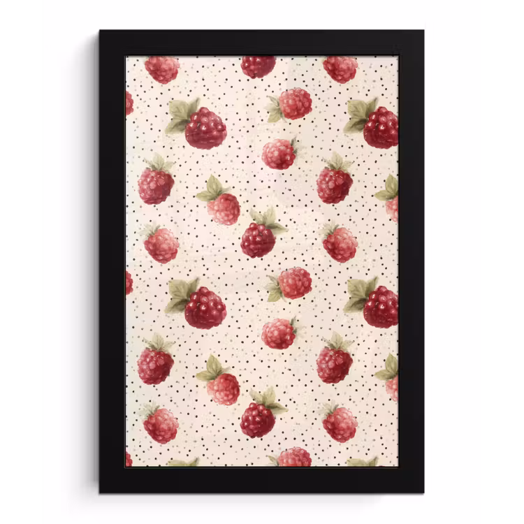Poster met lijst - Framboos - Stippen - Rood — 1