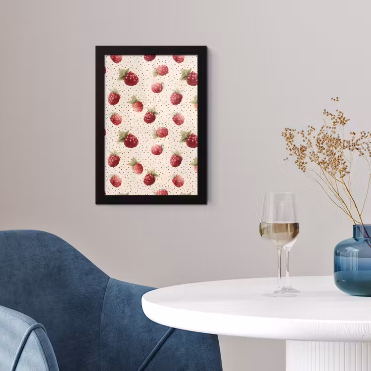 Poster met lijst - Framboos - Stippen - Rood — 4