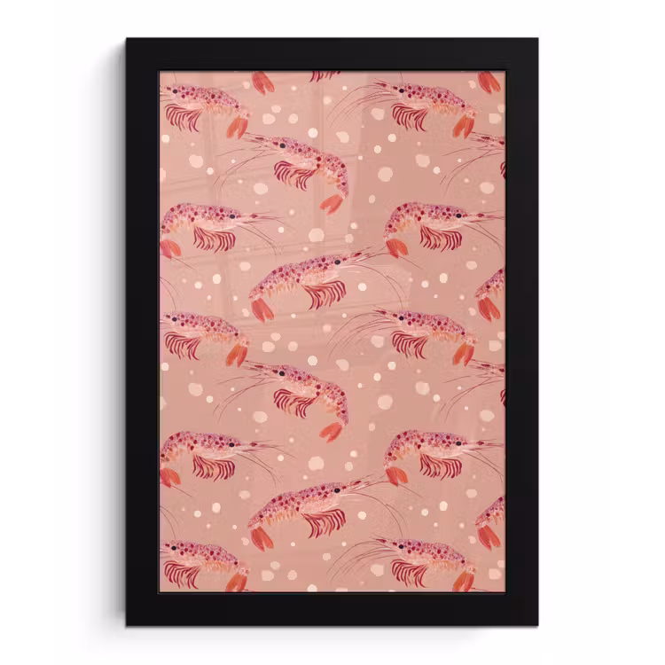 Poster met lijst - Garnalen - Stippen - Roze — 1