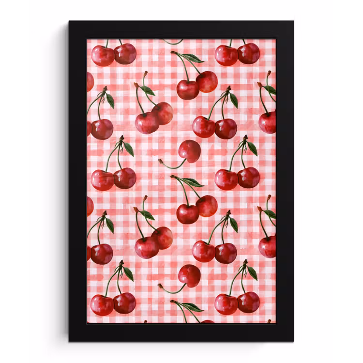 Poster met lijst - Kersen - Blokken - Rood — 1