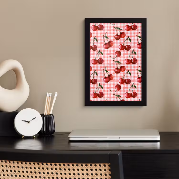 Poster met lijst - Kersen - Blokken - Rood — 2