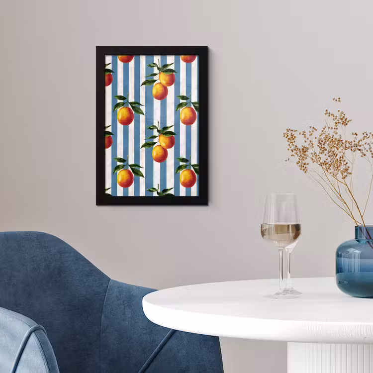 Poster met lijst - Strepen - Citroen - Blauw — 4