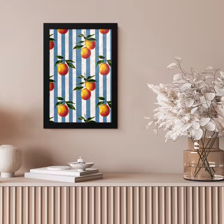 Poster met lijst - Strepen - Citroen - Blauw — 5