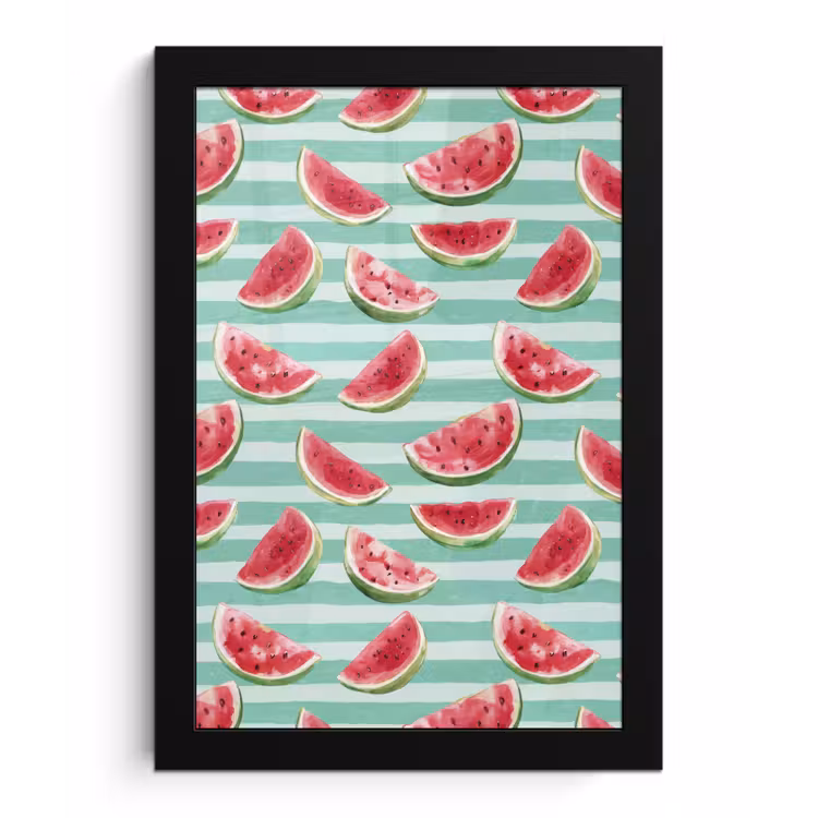 Poster met lijst - Watermeloen - Strepen - Groen — 1