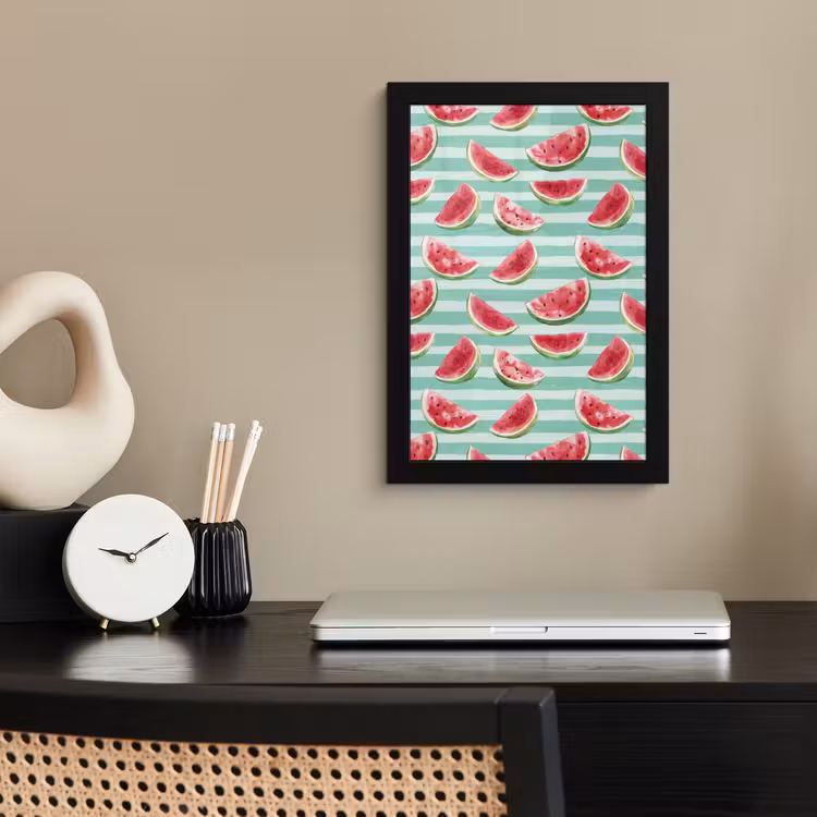 Poster met lijst - Watermeloen - Strepen - Groen — 2