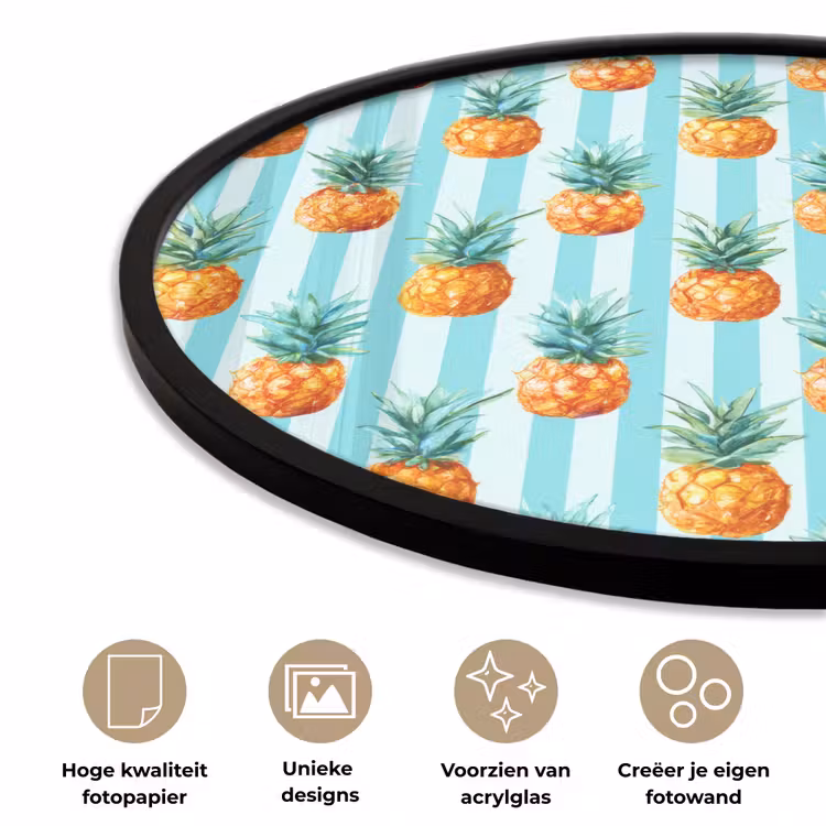 Ronde fotolijst - Ananas - Strepen - Groen — 2