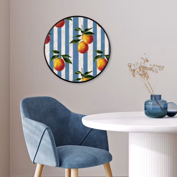Ronde fotolijst - Strepen - Citroen - Blauw — 4