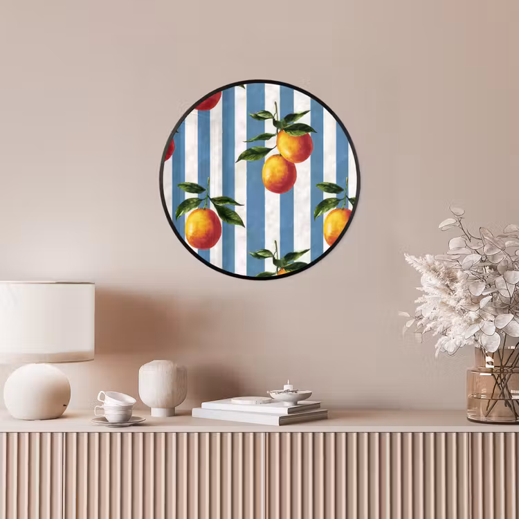 Ronde fotolijst - Strepen - Citroen - Blauw — 5