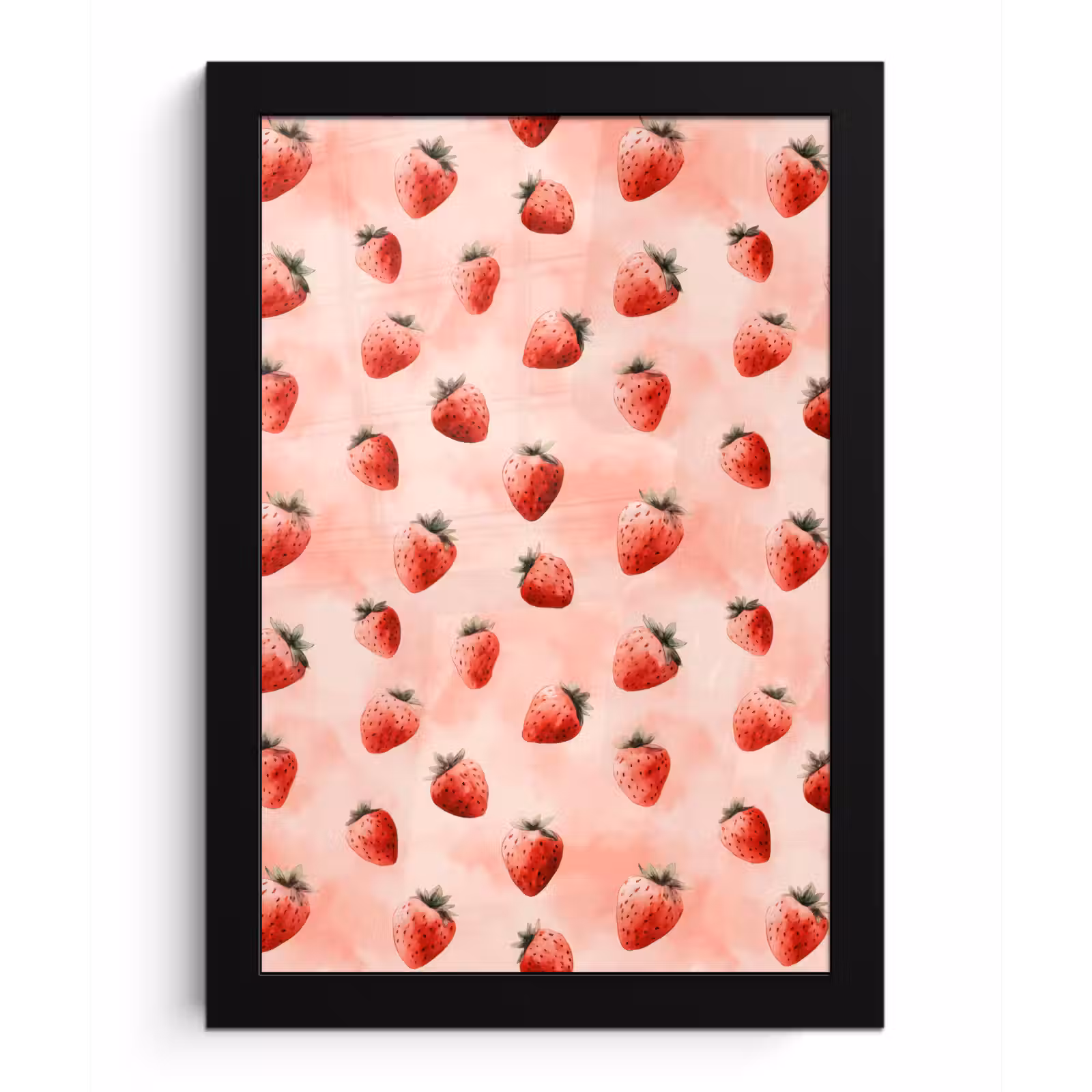 Poster met lijst - Aardbei - Patroon - Roze — 1