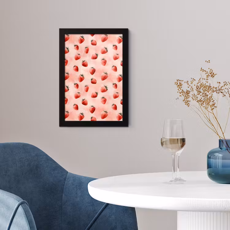 Poster met lijst - Aardbei - Patroon - Roze — 4