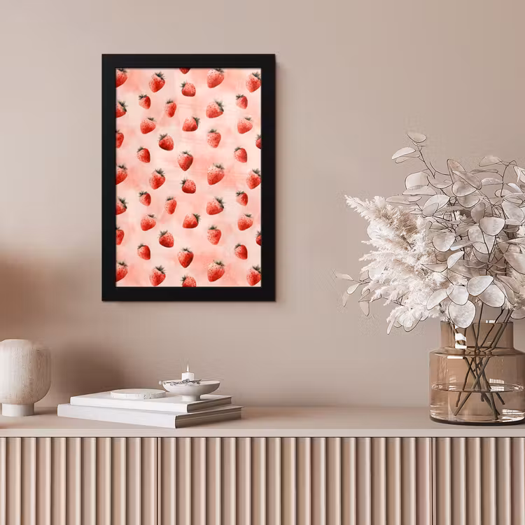 Poster met lijst - Aardbei - Patroon - Roze — 5