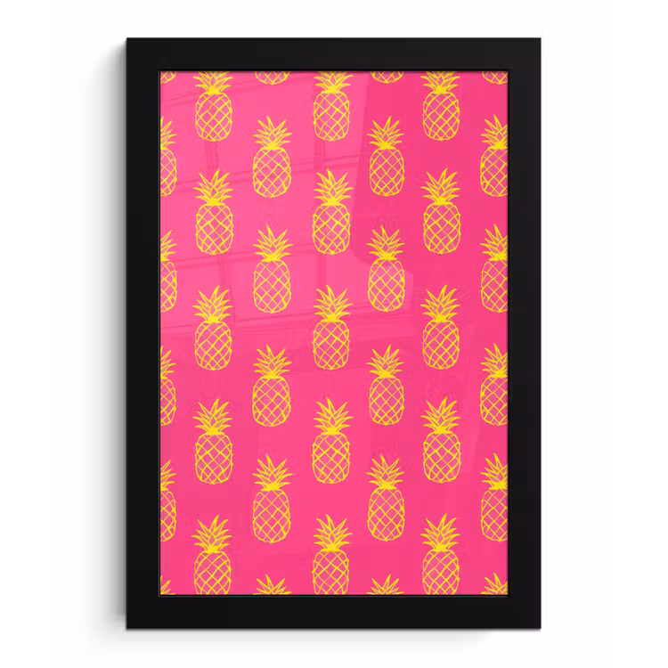 Poster met lijst - Ananas - Trendy - Roze — 1