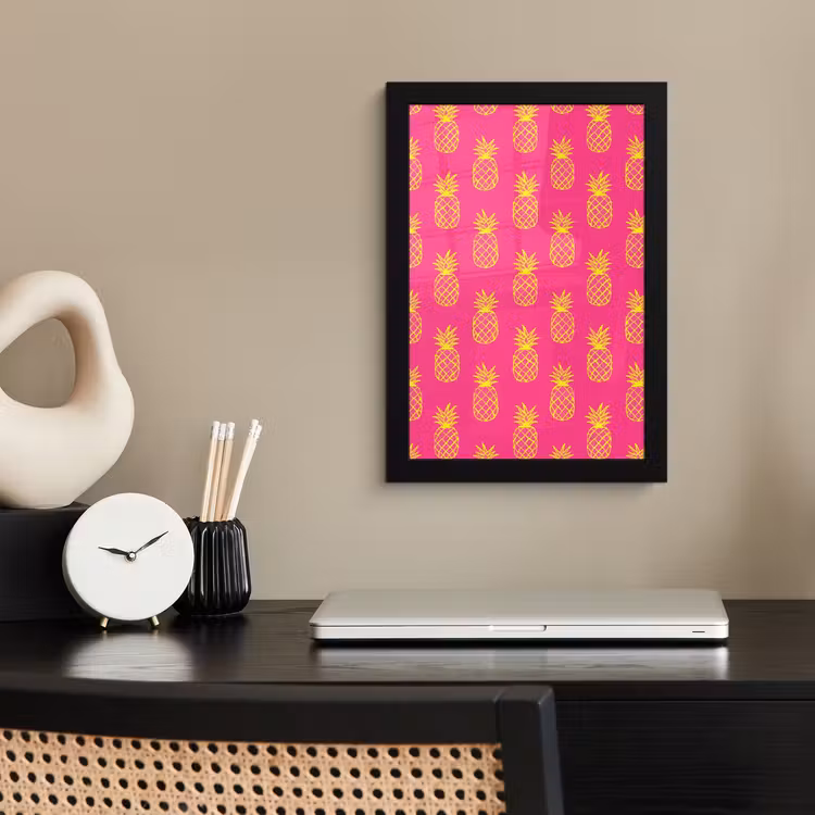 Poster met lijst - Ananas - Trendy - Roze — 2