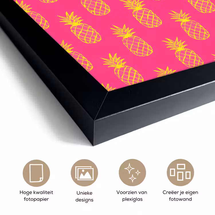 Poster met lijst - Ananas - Trendy - Roze — 6