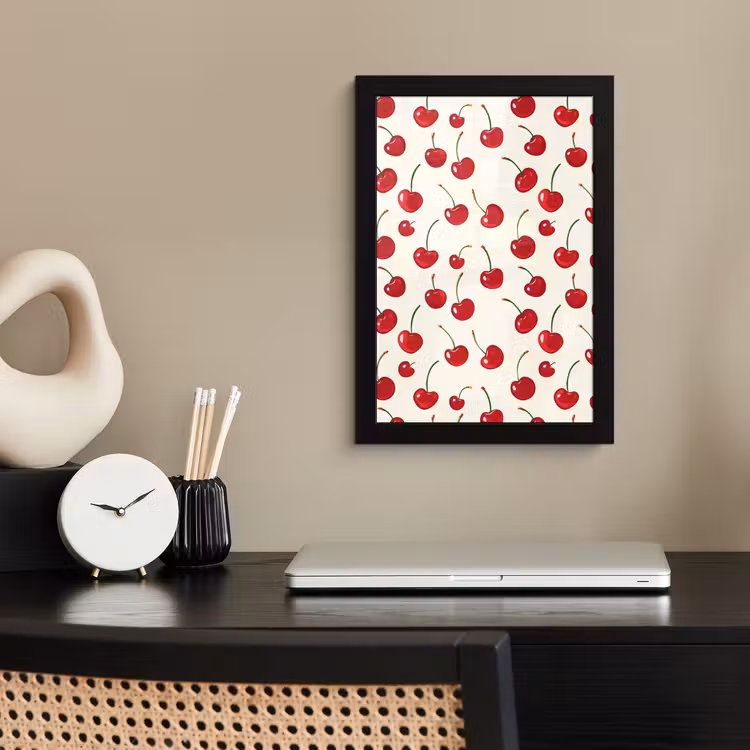 Poster met lijst - Kersen - Minimalistisch - Rood — 2