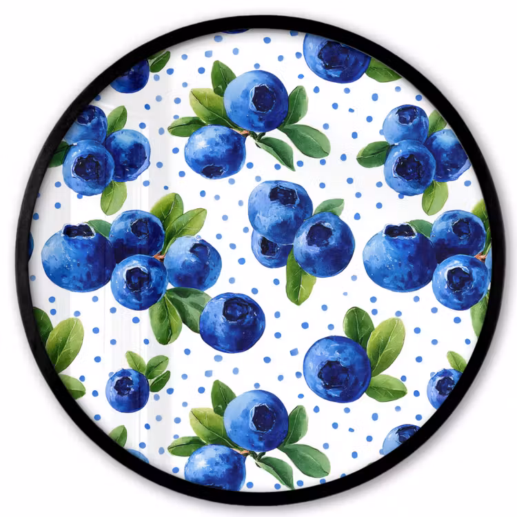 Ronde fotolijst - Bessen - Patroon - Blauw — 1