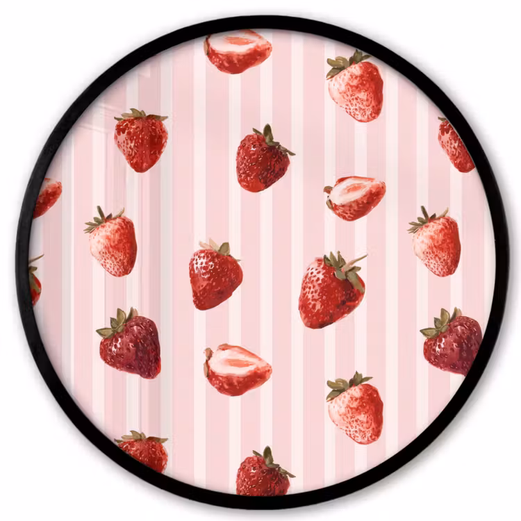 Ronde fotolijst - Strepen - Aardbei - Roze — 1