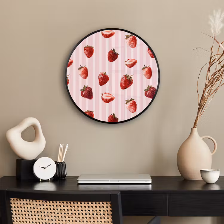 Ronde fotolijst - Strepen - Aardbei - Roze — 3