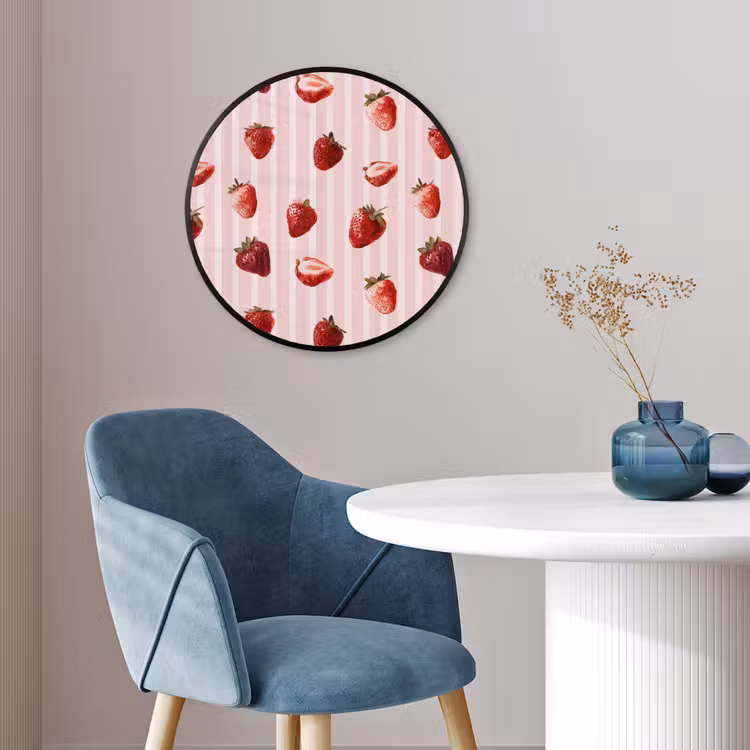 Ronde fotolijst - Strepen - Aardbei - Roze — 4