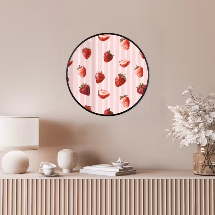 Ronde fotolijst - Strepen - Aardbei - Roze — 5