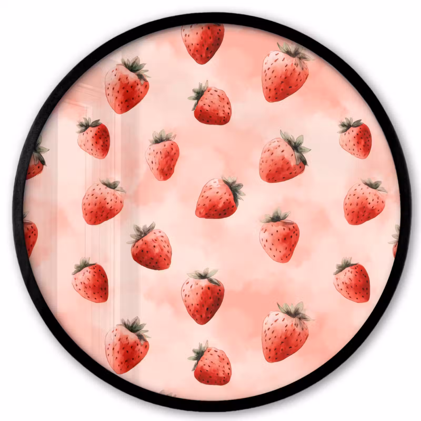 Ronde fotolijst - Aardbei - Patroon - Roze — 1