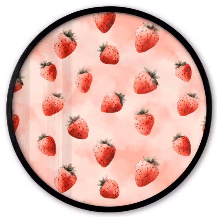 Ronde fotolijst - Aardbei - Patroon - Roze — 1