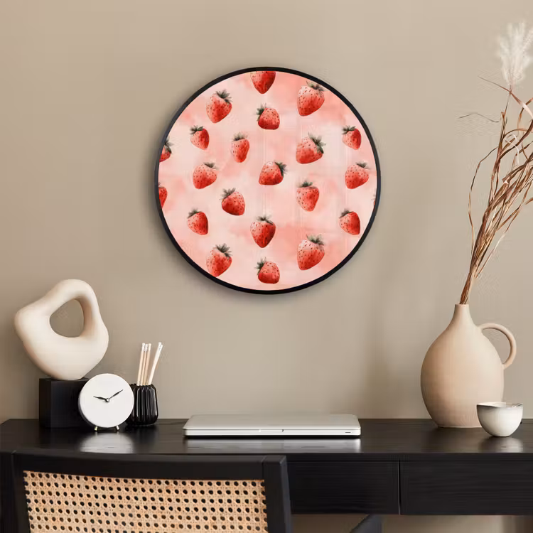 Ronde fotolijst - Aardbei - Patroon - Roze — 3