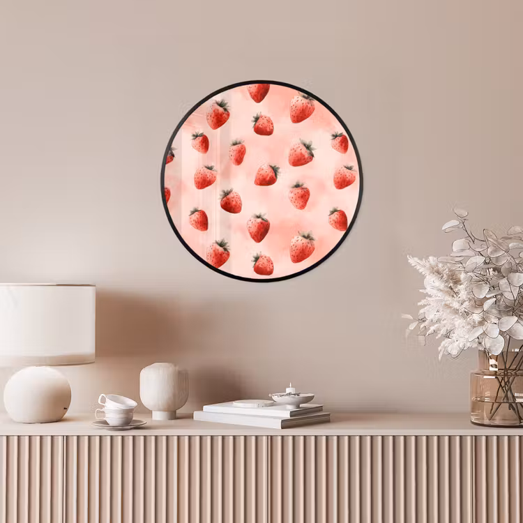 Ronde fotolijst - Aardbei - Patroon - Roze — 5