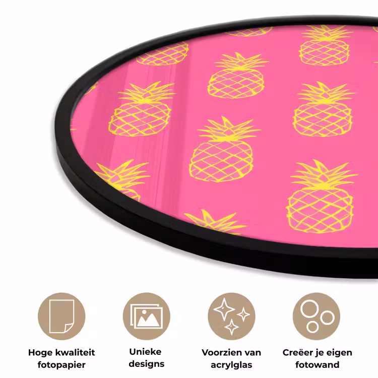 Ronde fotolijst - Ananas - Trendy - Roze — 2