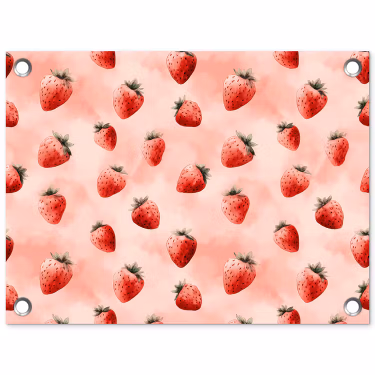 Tuinposter - Aardbei - Patroon - Roze — 1