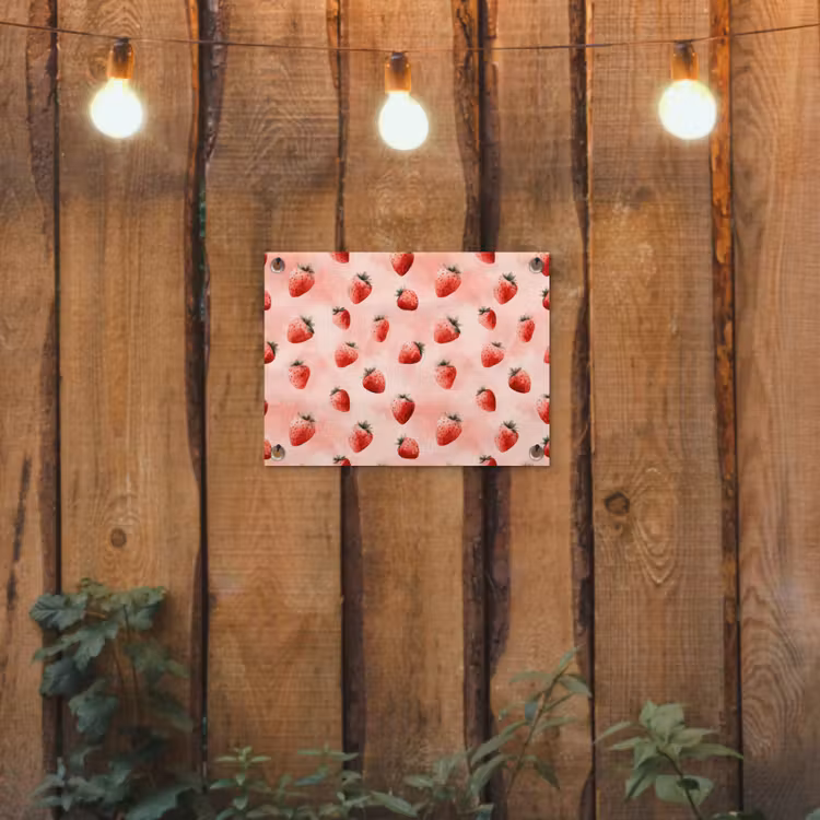 Tuinposter - Aardbei - Patroon - Roze — 2