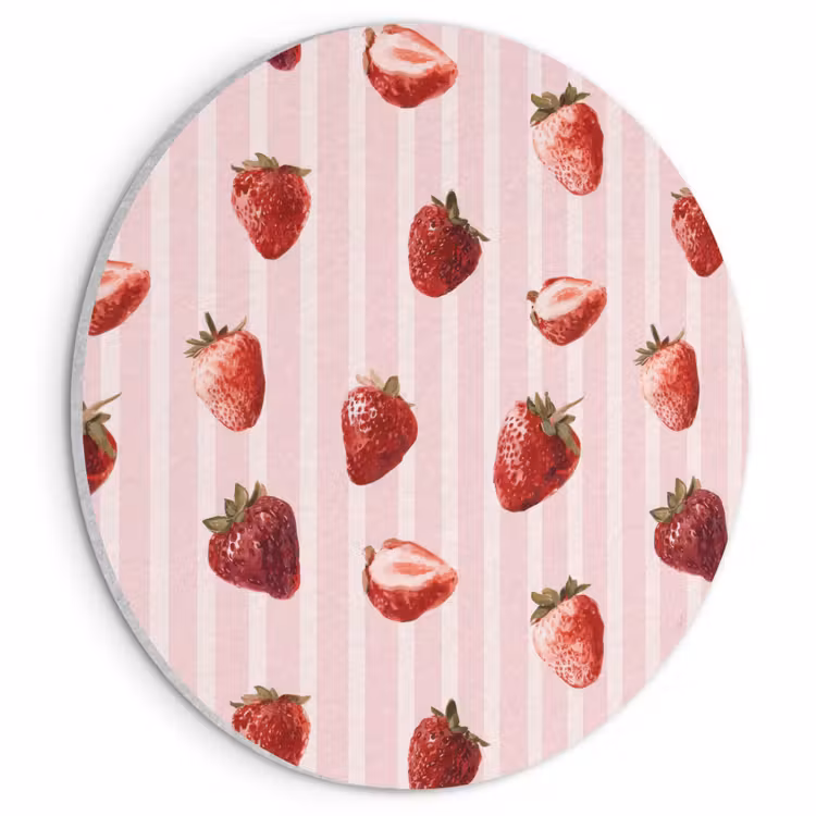 Akoestisch schilderij rond - Strepen - Aardbei - Roze — 1