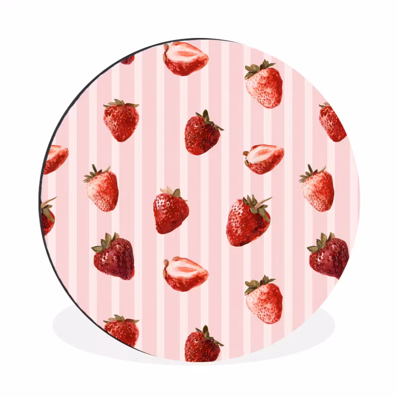 Wandcirkel - Aluminium - Strepen - Aardbei - Roze — 1