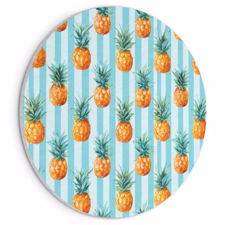 Akoestisch schilderij rond - Ananas - Strepen - Groen — 1