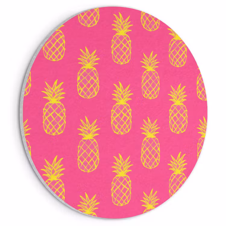 Akoestisch schilderij rond - Ananas - Trendy - Roze — 1