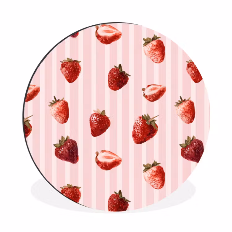 Wandcirkel - Aluminium - Strepen - Aardbei - Roze — 1