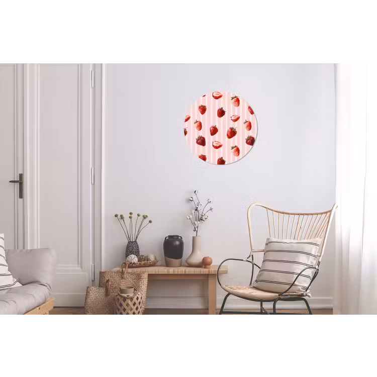 Wandcirkel - Aluminium - Strepen - Aardbei - Roze — 2