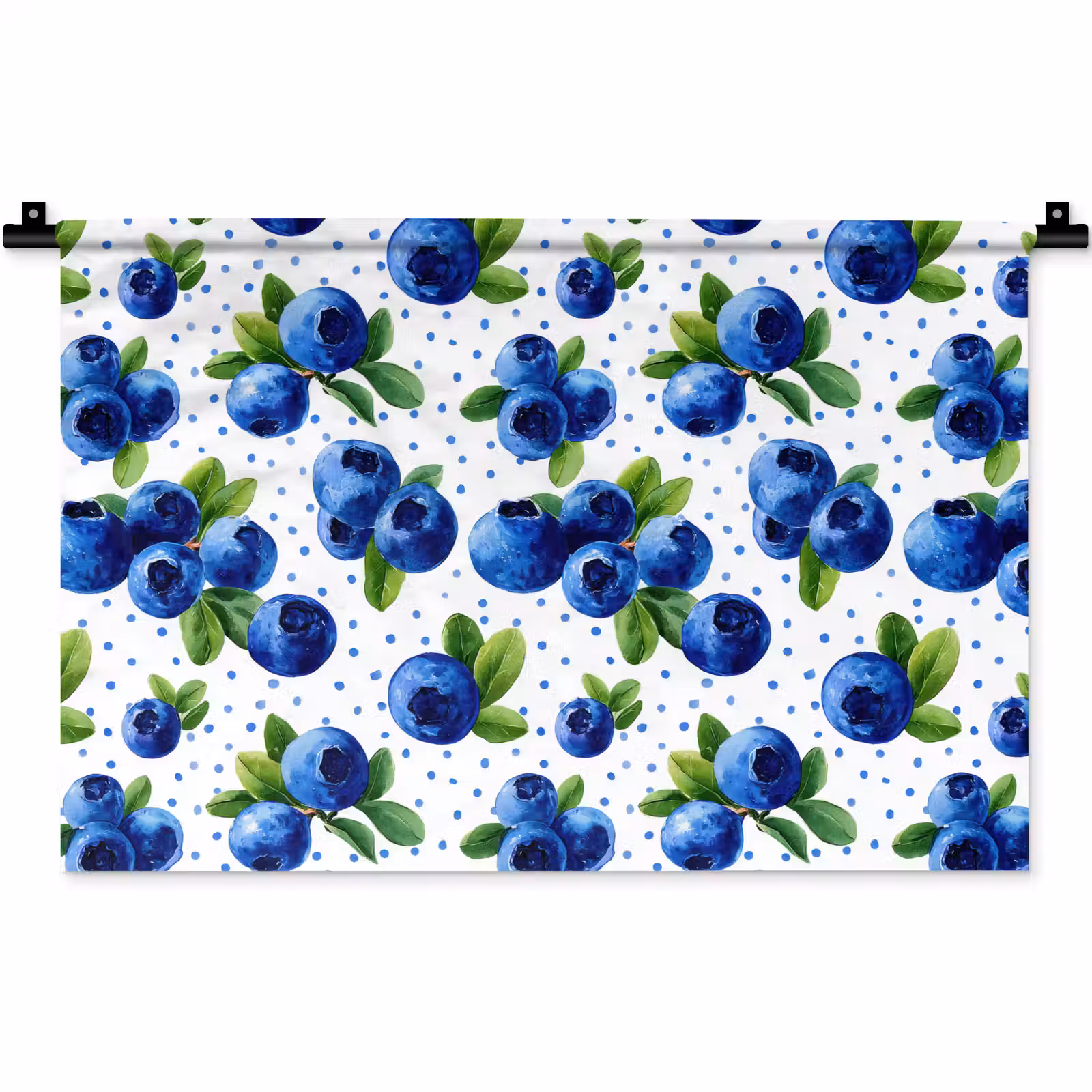 Wandkleed - Bessen - Patroon - Blauw — 1
