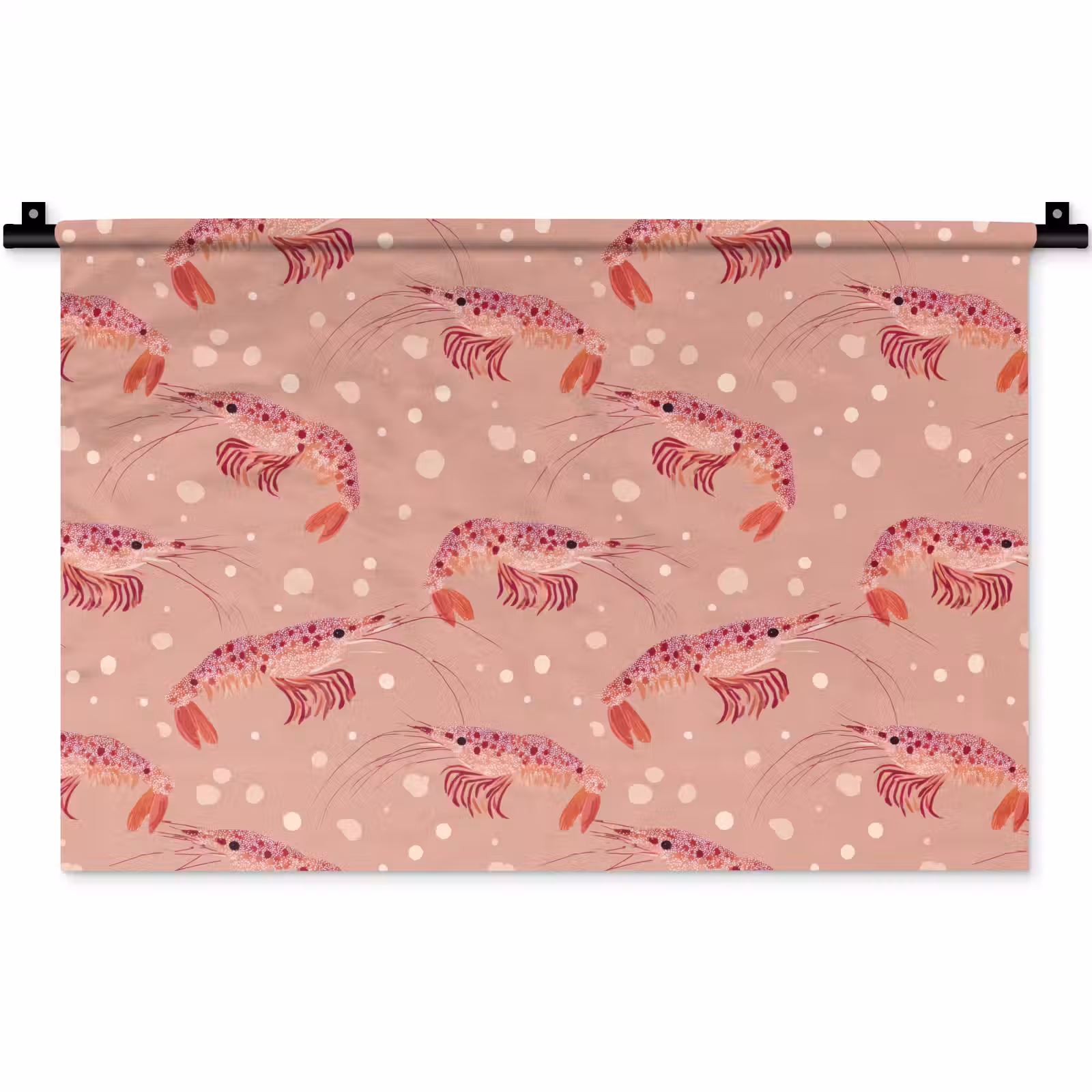 Wandkleed - Garnalen - Stippen - Roze — 1