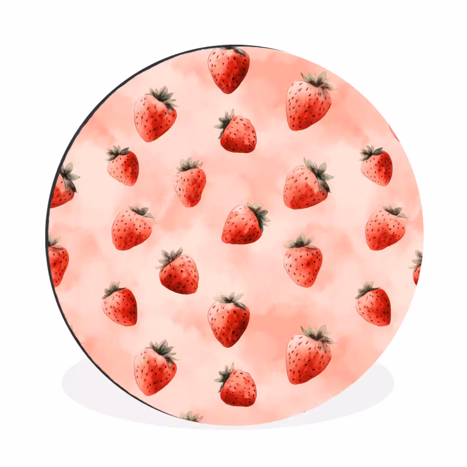 Wandcirkel - Aluminium - Aardbei - Patroon - Roze — 1