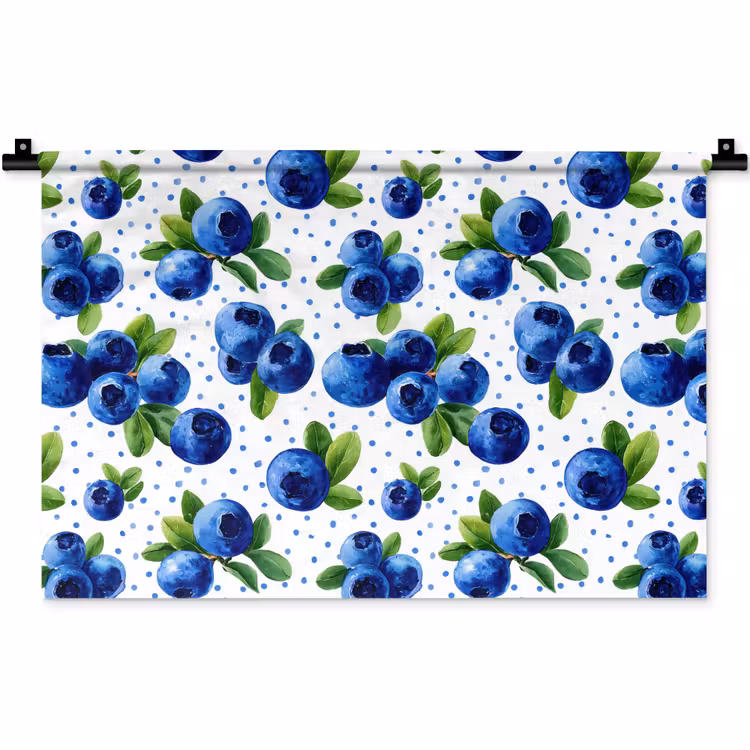 Wandkleed - Bessen - Patroon - Blauw — 1