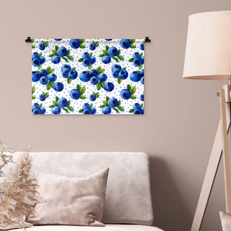 Wandkleed - Bessen - Patroon - Blauw — 2