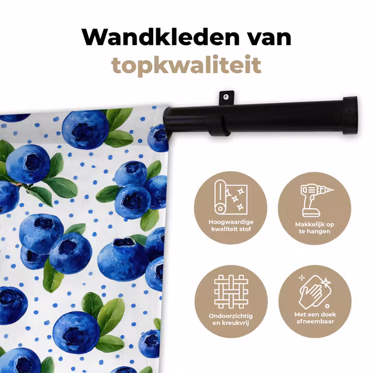 Wandkleed - Bessen - Patroon - Blauw — 3