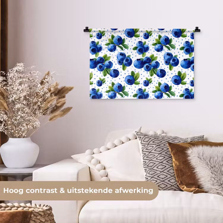 Wandkleed - Bessen - Patroon - Blauw — 4