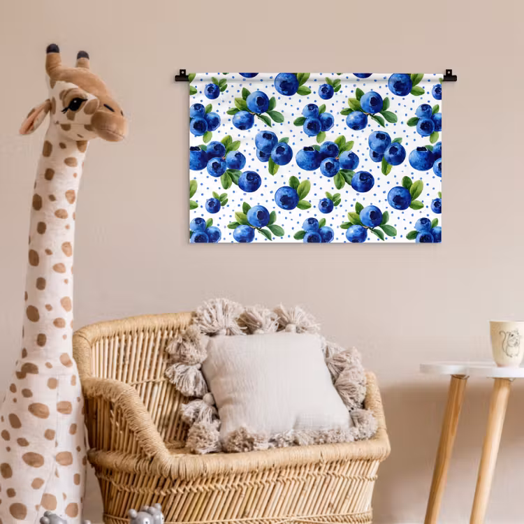 Wandkleed - Bessen - Patroon - Blauw — 5