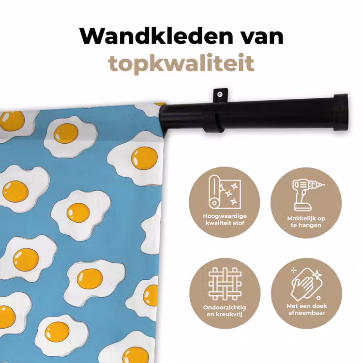 Wandkleed - Eieren - Dooiers - Blauw — 3