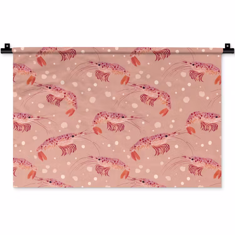 Wandkleed - Garnalen - Stippen - Roze — 1