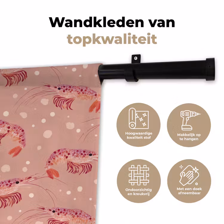 Wandkleed - Garnalen - Stippen - Roze — 3